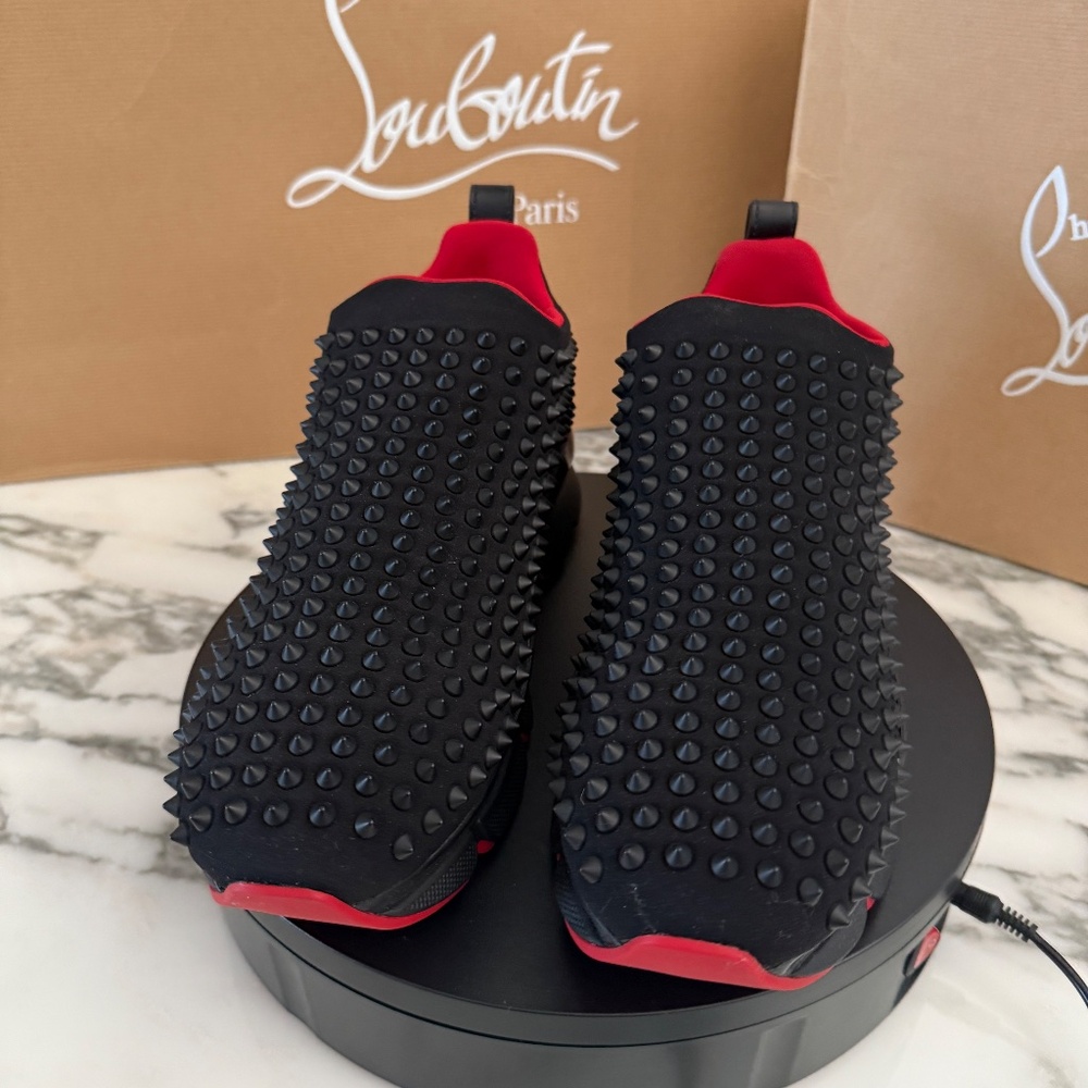 Christian Louboutin 1190270 Men's Black Spike-Sock Flat Neoprene, sizes - Picture 11 of 15